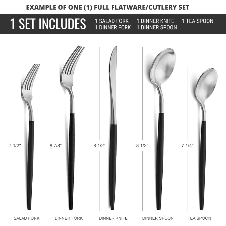 Luna Modero - Flatware/Cutlery Set in Silver/Black