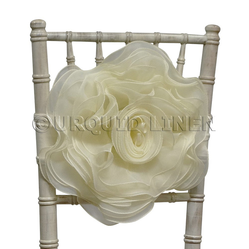 Organza Rosette Bow & Band - Ivory
