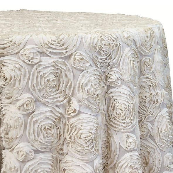 Chiffon Rose (3D) Table Linen in Ivory
