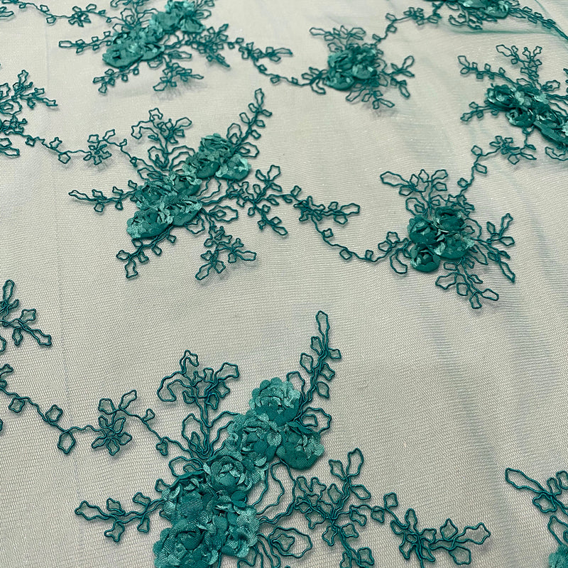 Baby Rose Embroidery Table Linen in Jade