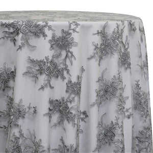 Laylani Lace Table Linen in Silver
