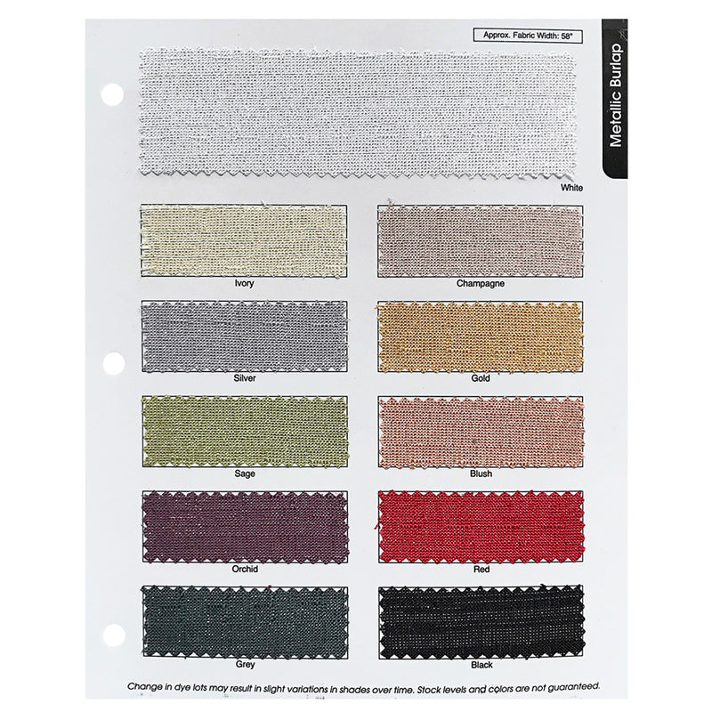Metallic Burlap Drapery Panels (58" Wide) / 11 Colors