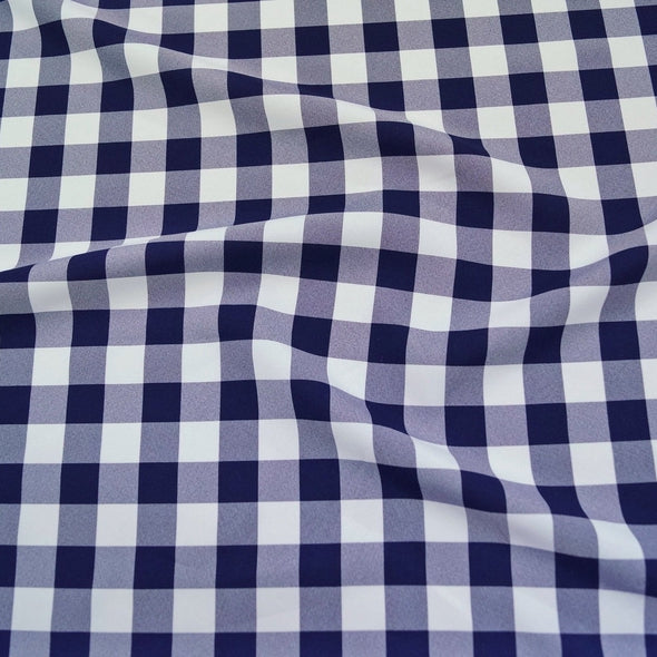 Polyester Checker (Gingham) Table Linen in Navy
