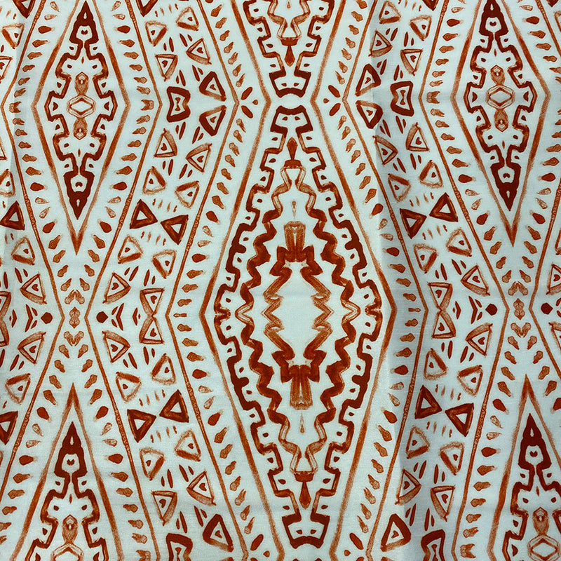 Aztec Print (Dupioni) Linen in Orange