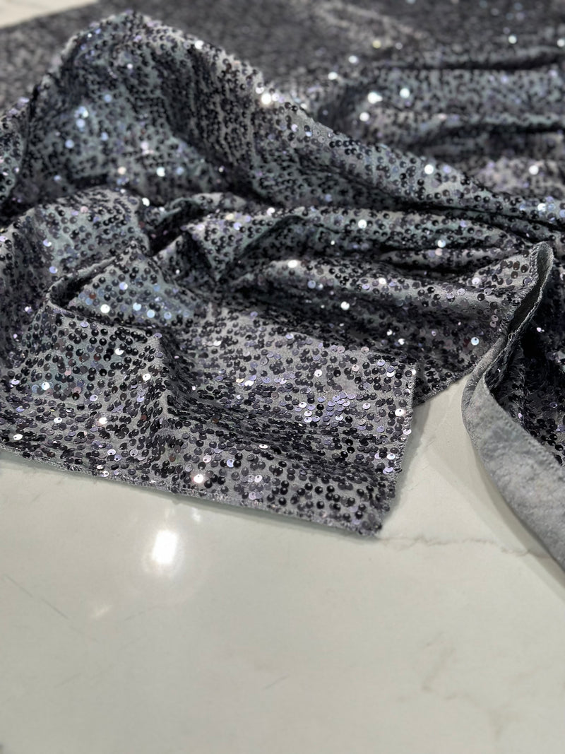 Taffeta Sequins Table Linen in Charcoal
