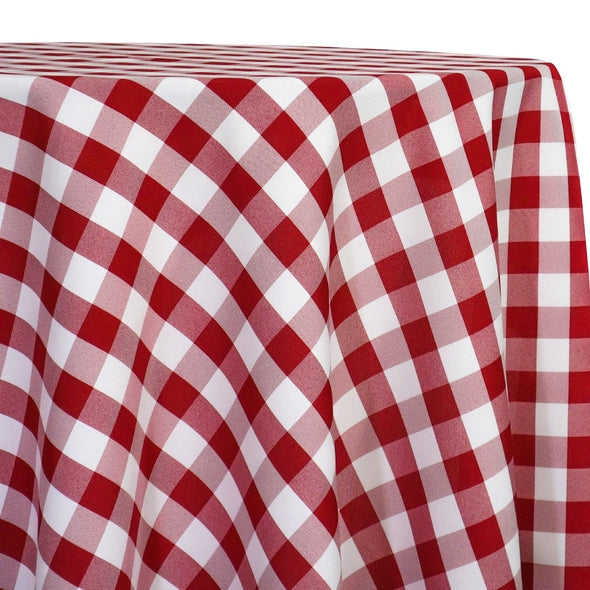 Polyester Checker (Gingham) Table Linen in Red