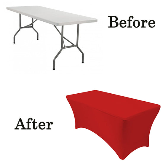 Spandex (6'x30") Banquet Table Cover in Red