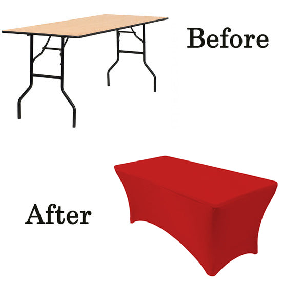 Spandex (8'x30") Banquet Table Cover in Red