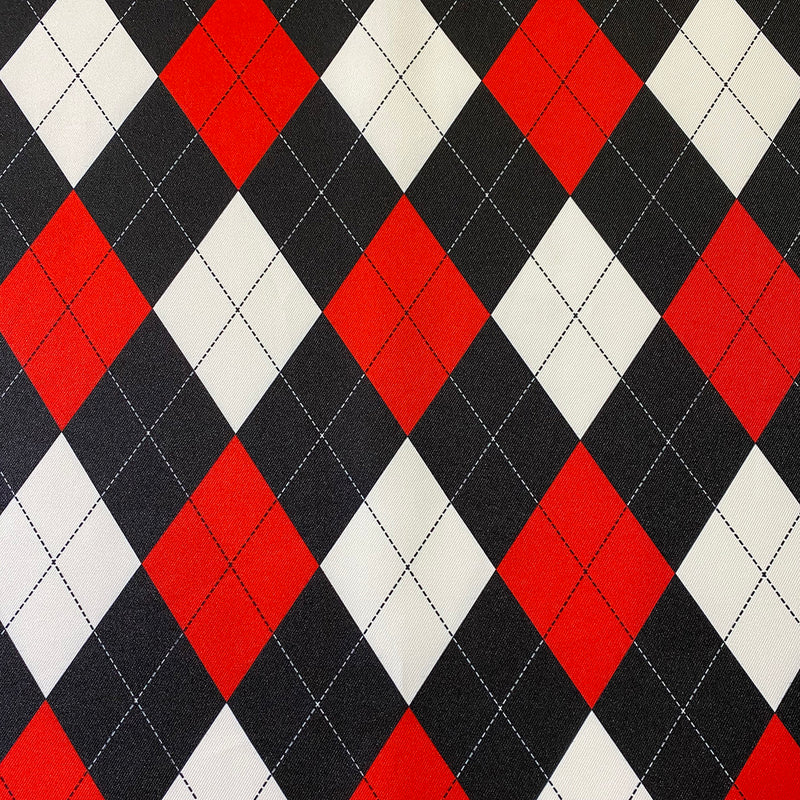 Argyle (Poly Print) Table Runner in Red Black and White