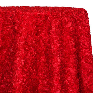Curly Satin Table Linen In Red