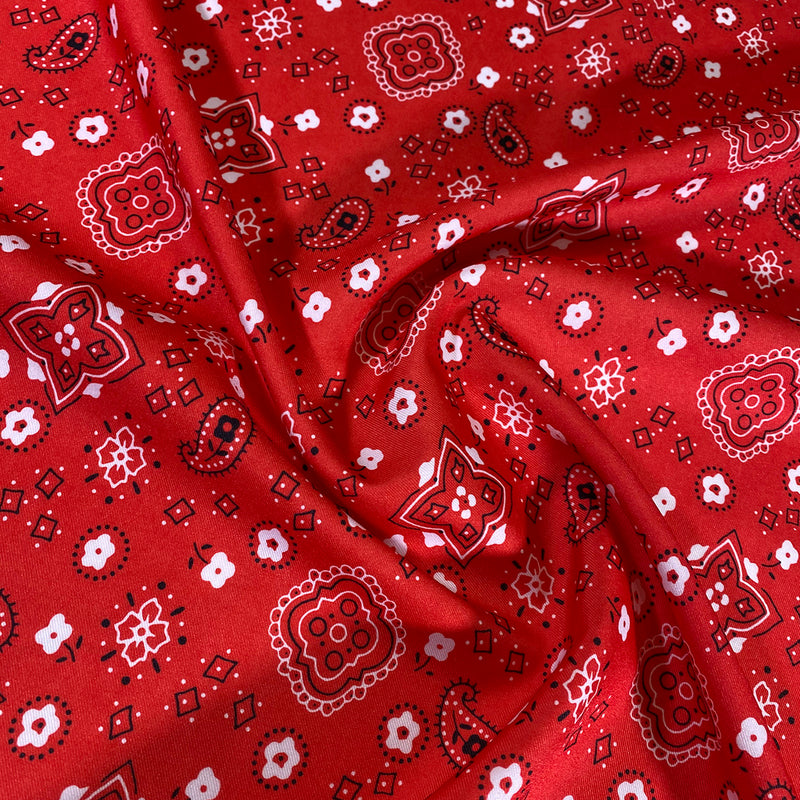 Red Bandana Print Fabric