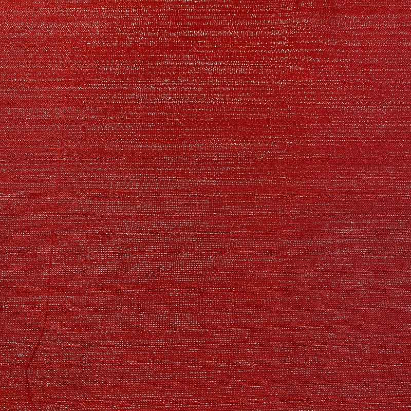 Metallic Burlap Table Linen in Red/Silver