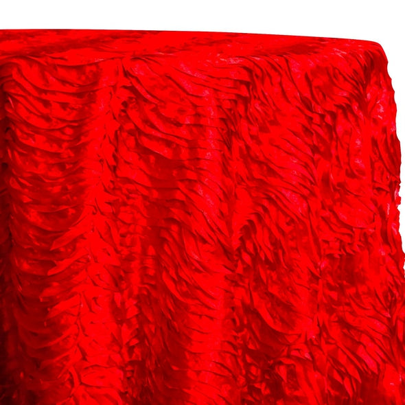 Austrian Wave Satin Table Linen in Red