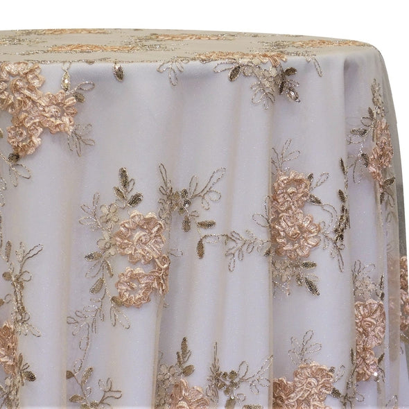 Ribbon Mesh Lace Table Linen in Champagne