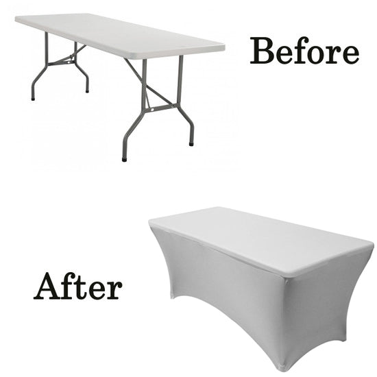 Spandex (8'x30") Banquet Table Cover in Silver