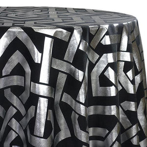 Majestic (Metallic Print) Table Linen in Black and Silver