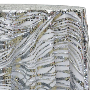 Skyfall Sequins Table Linen in Silver and Silver