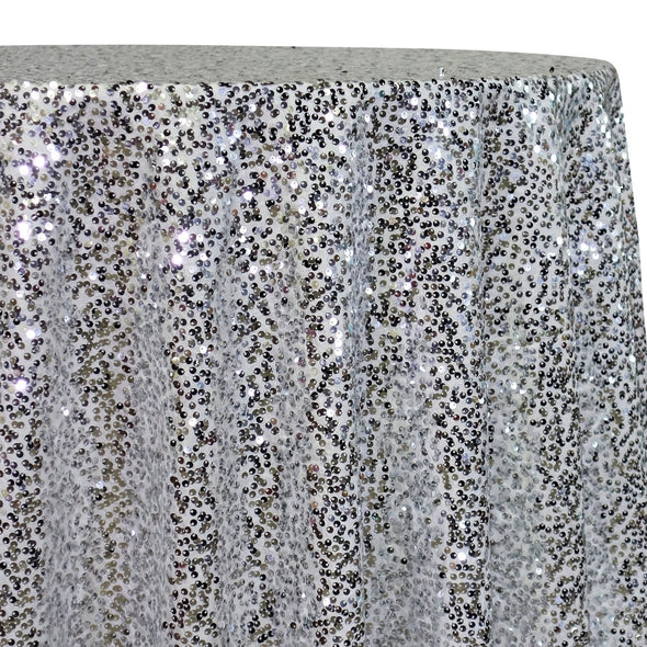Taffeta Sequins Table Linen in Silver and White