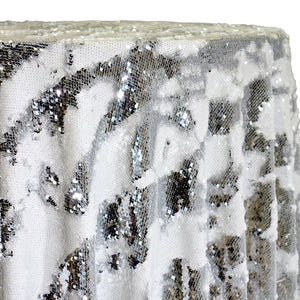 Two-Tone Sequins Table Linen in Silver and White