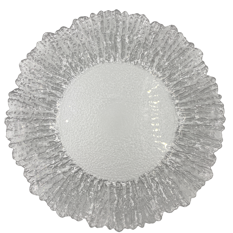 Floral - Glass Charger Plate in Silver (Item # 0238)