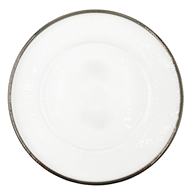 Ribbed Halo - Glass Charger Plate in Silver (Item # 0240)
