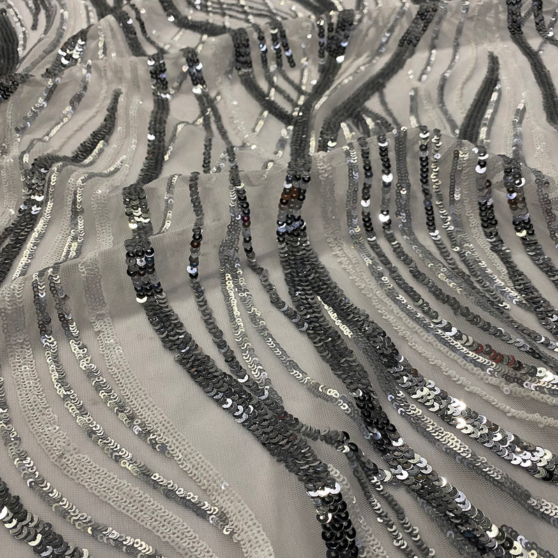 Skyfall Sequins Wholesale Fabric in Silver and Silver
