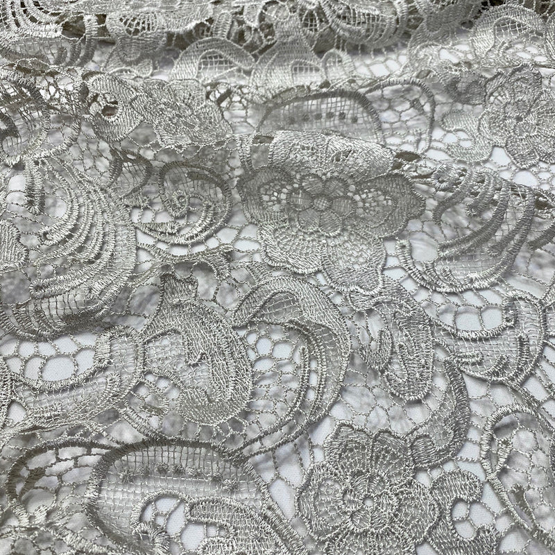 English Lace Table Linen in Silver