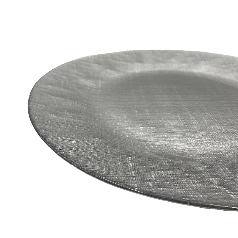 Linen - Glass Charger Plate in Silver (Item # 0236)