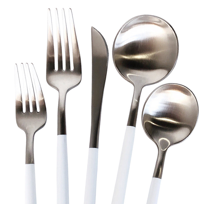Luna Modero - Flatware/Cutlery Set in Silver/White