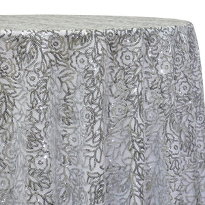 Fiori Leaf Sequins Table Linen in Silver