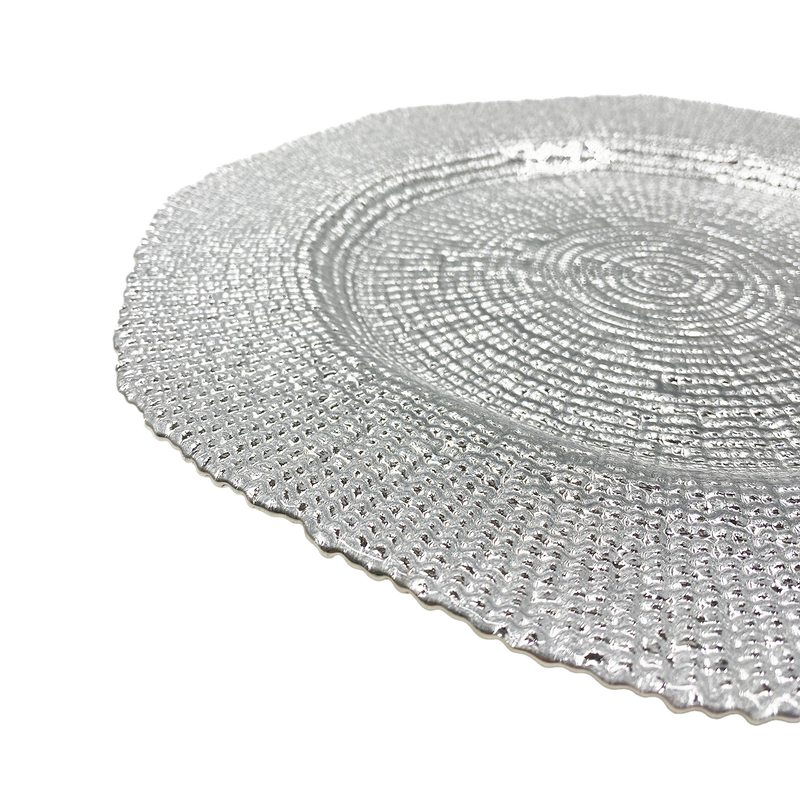 Hexagon - Glass Charger Plate in Silver (Item # 0248)