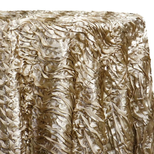 Austrian Wave Satin Table Linen in Taupe