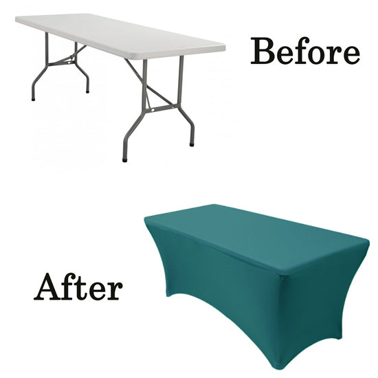 Spandex (6'x30") Banquet Table Cover in Teal