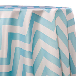Chevron Print (Lamour) Table Linen in Turquoise and White