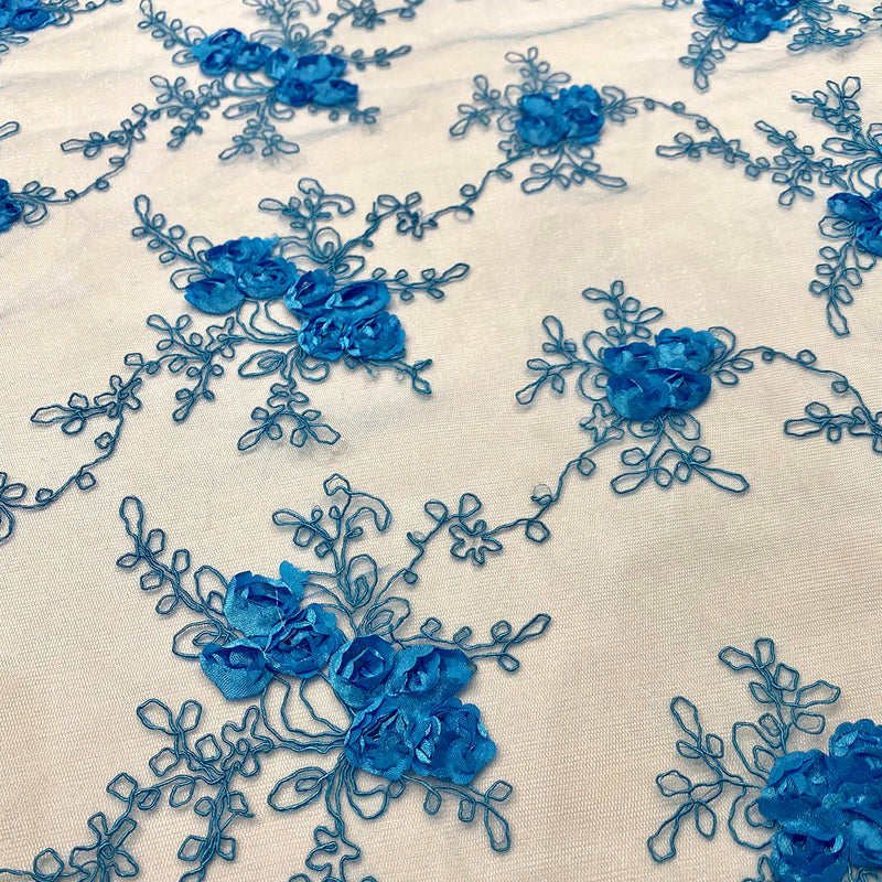 Baby Rose Embroidery Table Linen in Turquoise