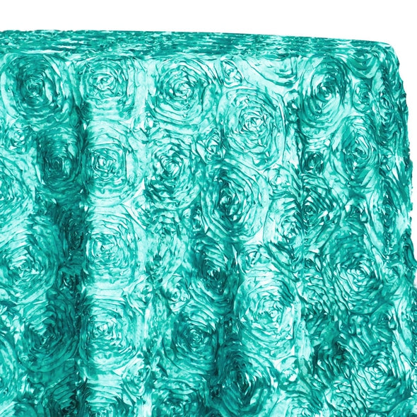 Rose Satin (3D) Table Linen in Turquoise/L