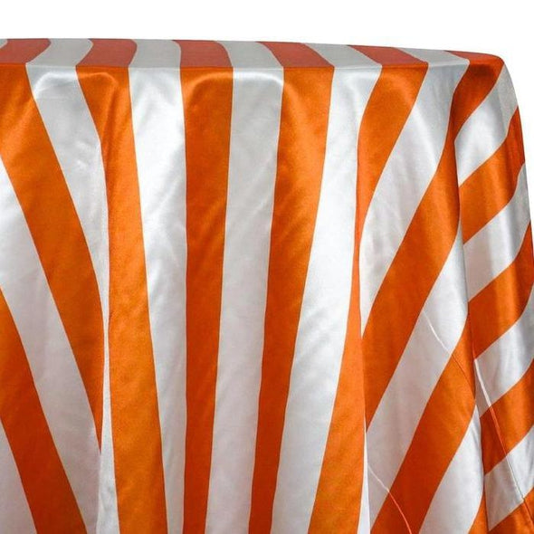 2" Satin Stripe Table Linen in White and Orange