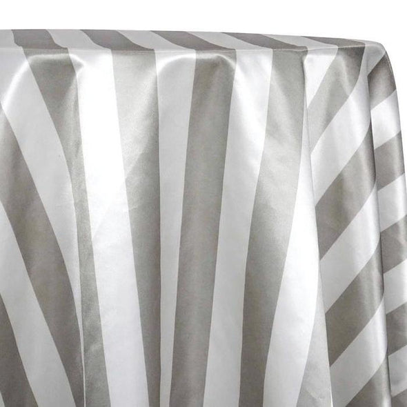 2" Satin Stripe Table Linen in White and Silver