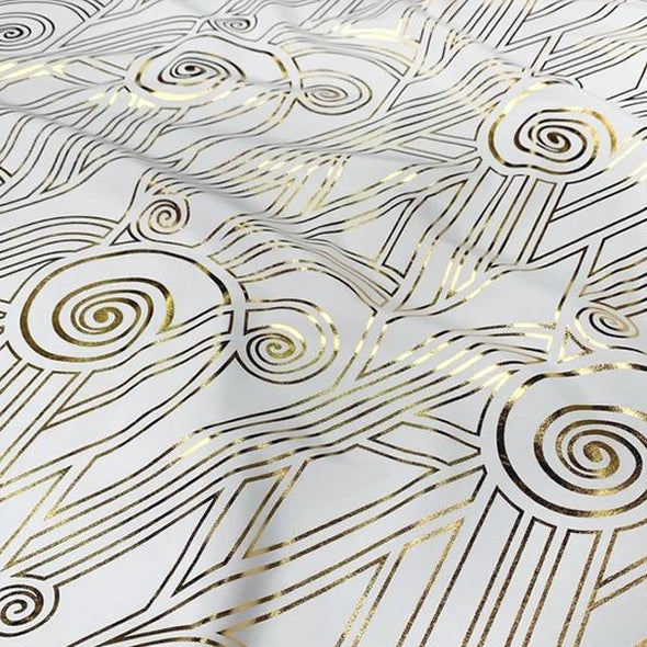 Luxor (Metallic Print) Table Runner in White and Gold – Urquid Linen