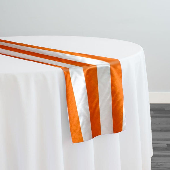 2" Satin Stripe Table Runner in White and Orange