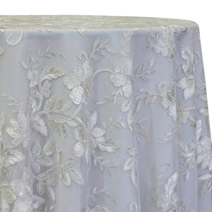 Claire Lace Table Linen in White and White