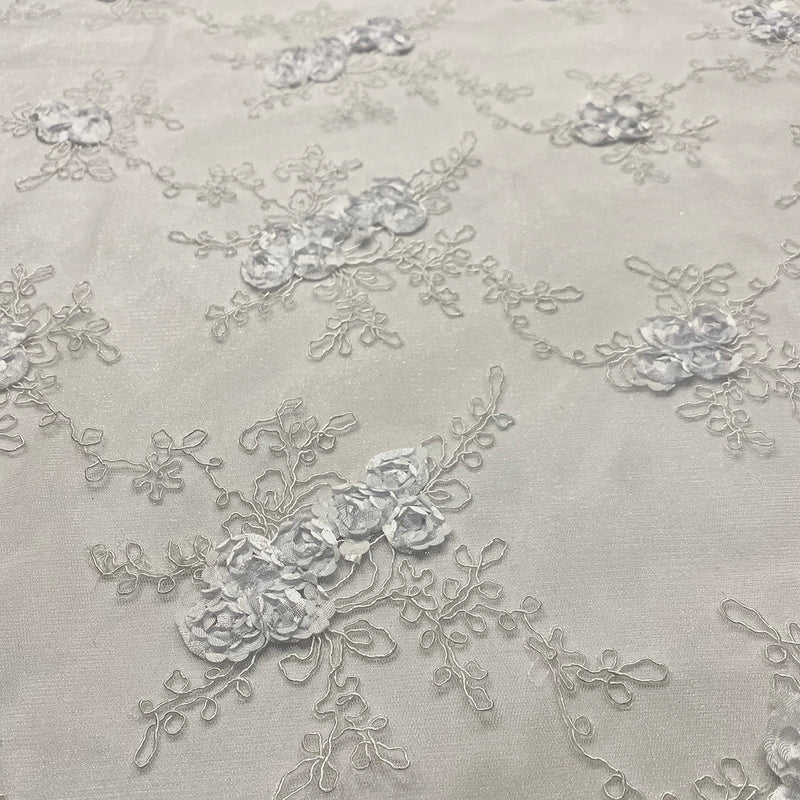 Baby Rose Embroidery Linen in White
