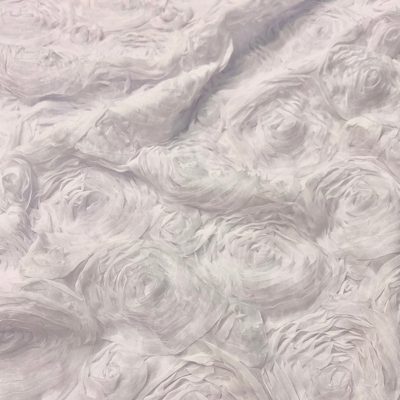 Chiffon Rose (3D) Linen in White