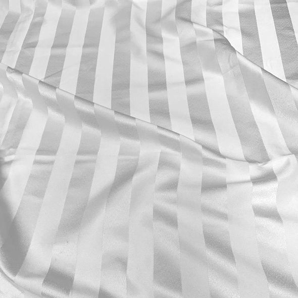 Imperial Stripe Table Linen in White