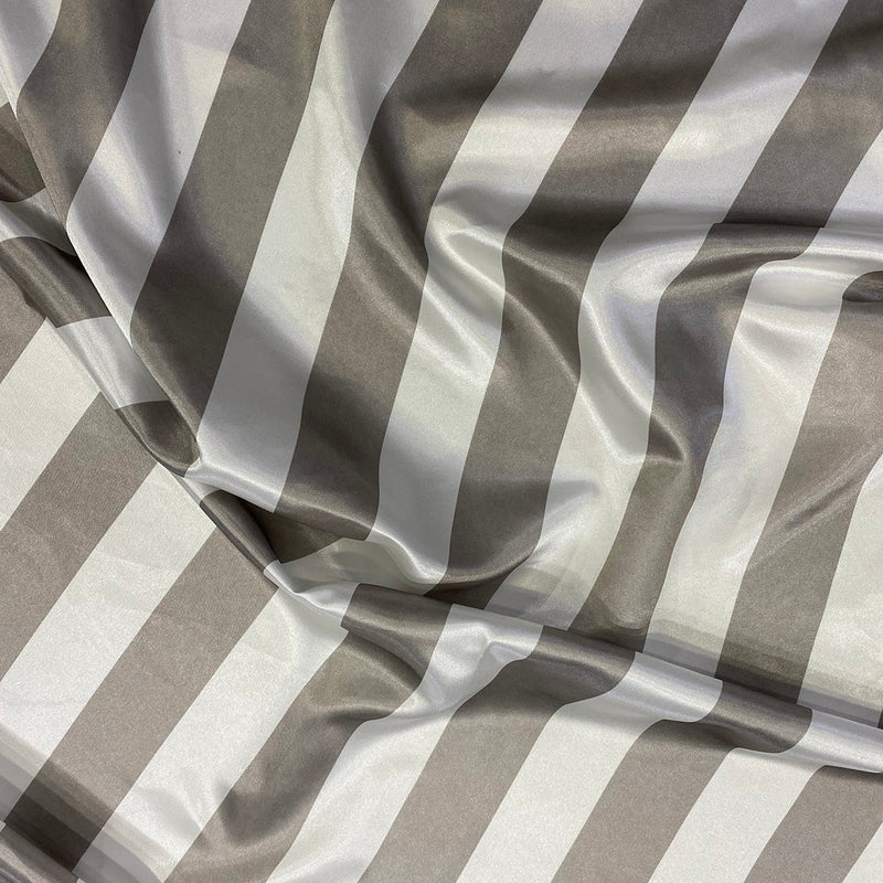 2" Satin Stripe Linen in White and Silver