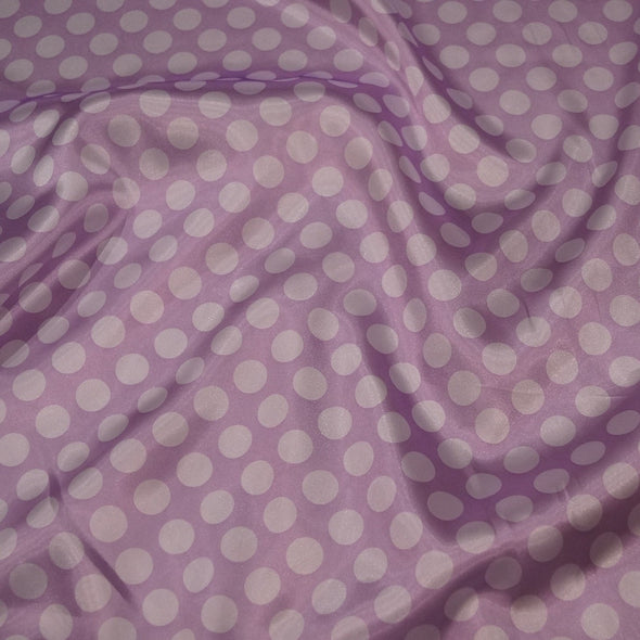 Satin Polka Dot Table Linen in White and Lilac