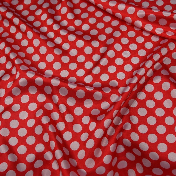 Satin Polka Dot Table Linen in White and Red