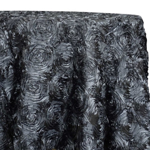 Rose Satin (3D) Table Linen in Charcoal