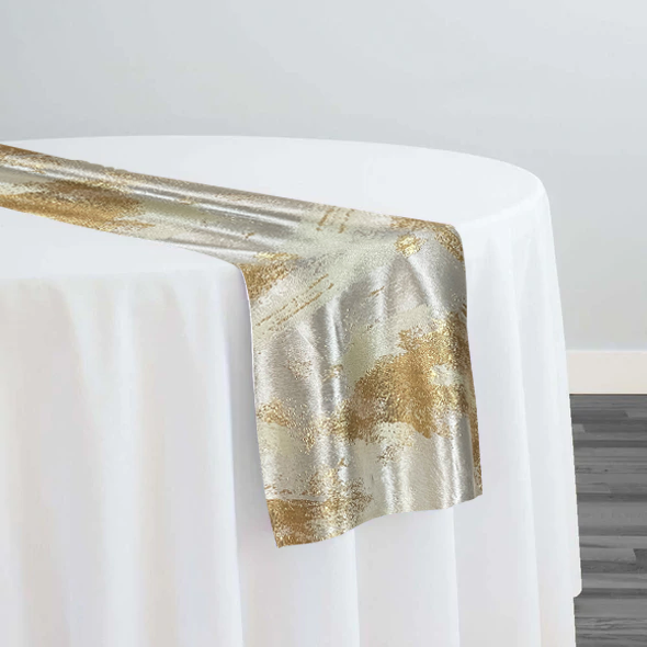 Element Jacquard Table Runner in Gold and Off-White