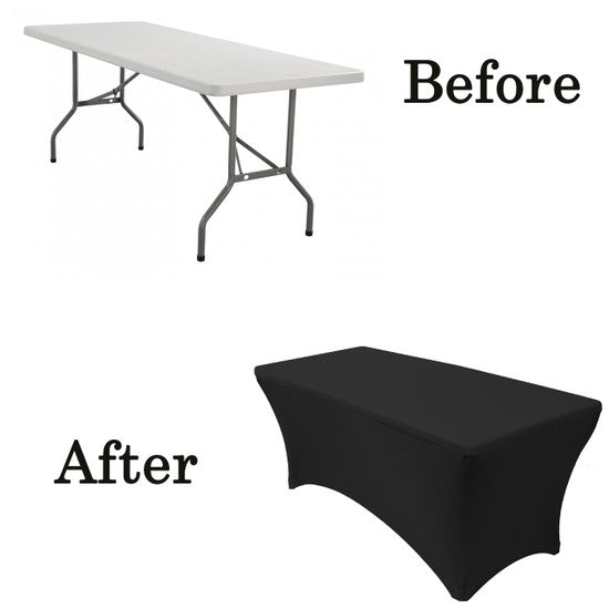 Spandex (6'x30") Banquet Table Cover in Black